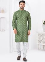 Rayon Cotton Green Ceremonial Wear Printed Readymade Kurta Pajama